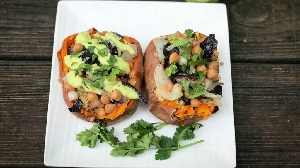 #MeatlessMonday: Loaded Sweet Potatoes With Chickpeas And Purple Cabbage